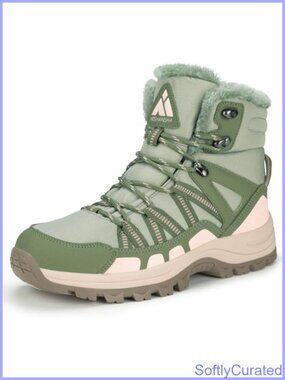 Water-Resistant Fur Lined Ankle Snow Boots Lace-Up Hiking Winter Boot